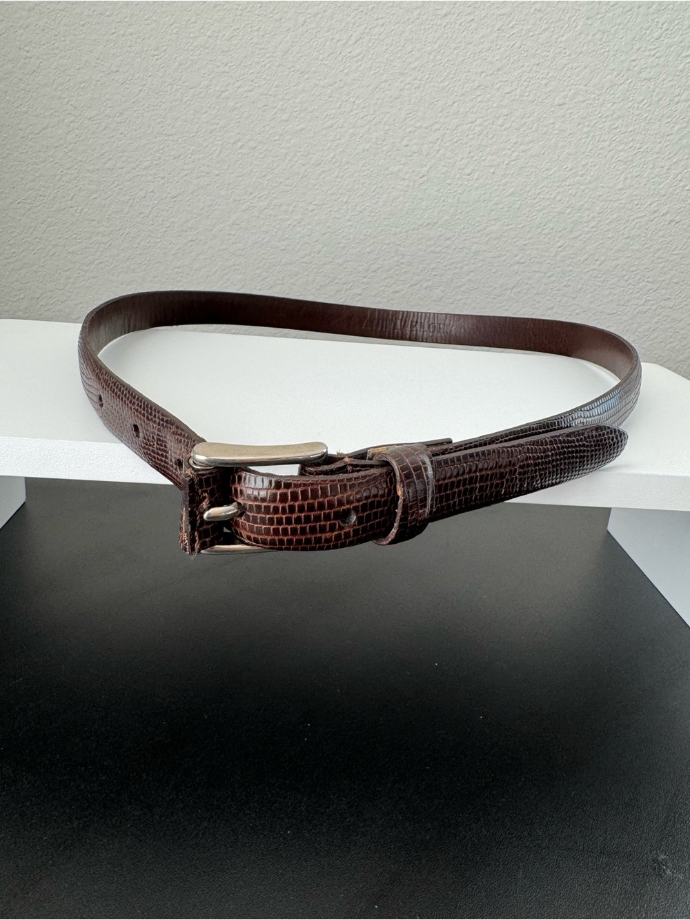 Ann Taylor Brown Textured Leather Women's Belt with Silver Buckle